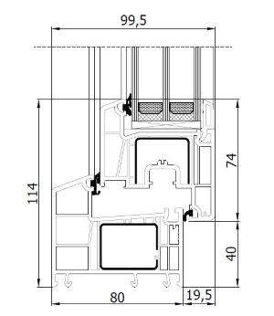 Zeichnung des REHAU Smartline+ Kunststofffensters