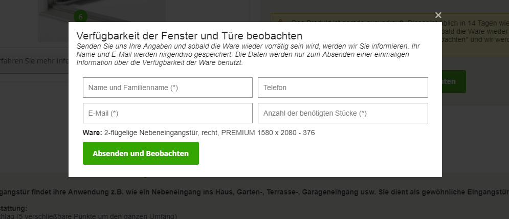 Wie funktioniert die Beobachtung der Verfügbarkeit | fenster-sofort.de