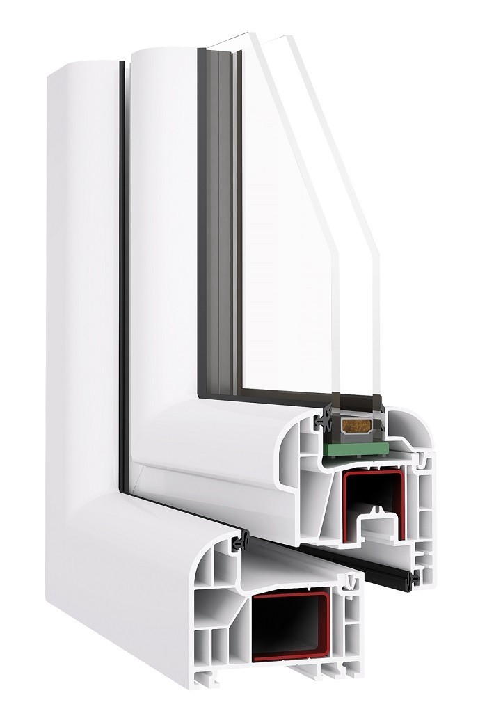 3flügeliges Kunststofffenster mit Pfosten PREMIUM 2060 x